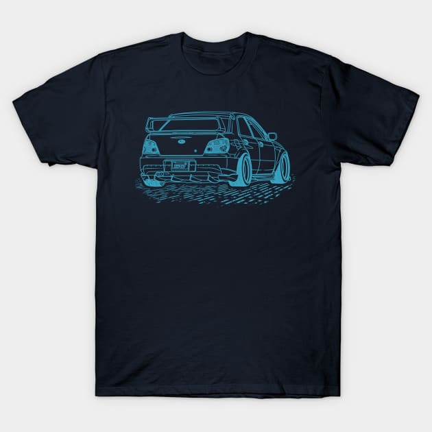 Subie Impreza WRX Bugeye Lineart Blueprint T-Shirt by Guyvit